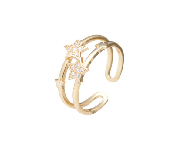 Two Layer Open Rhinestone Star Ring - Elegant Jewelry