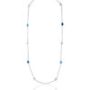 Long silver chain necklace with Swarovski blue crystals