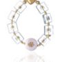 Crystal Squares and Leaf Element Bracelet - Elegant Jewelry Piece