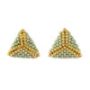 Triangle Miyuki Stud Earrings Green Gold