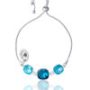 Indicolite adjustable square bracelet with blue crystals.