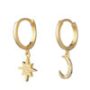 Moon and Star 925 Gold Plated Earrings