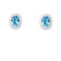 Oval Aquamarine Silver Earrings with halo setting