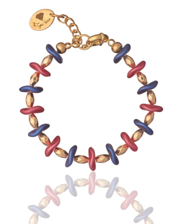 Pastel Coral & Montana Blue Ornela Ripple Bracelet - Handcrafted Jewelry