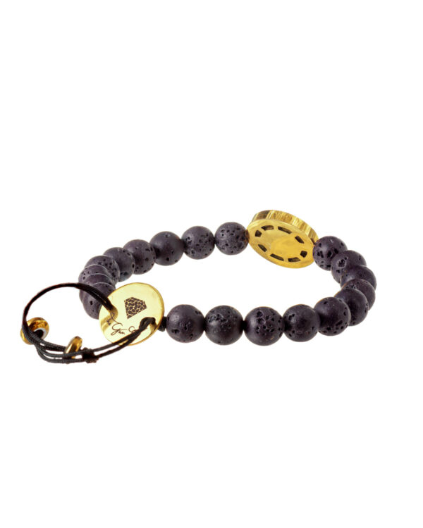 Handcrafted Compass Lava Bracelet with Natural Stone Beads
