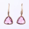 Crystal Amethyst Triangular Drop Earrings in Rose Gold Frame