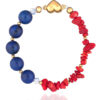 Handcrafted blue agate and red chips bracelet