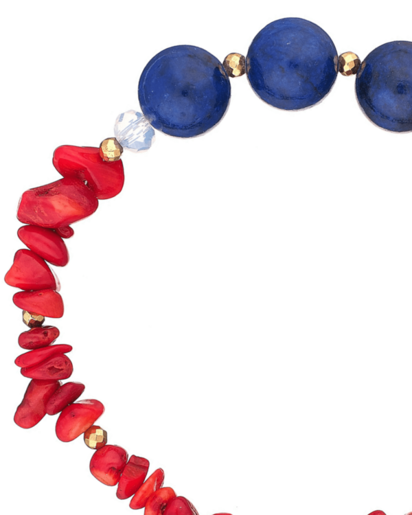 Stylish blue agate and red chips bracelet for women