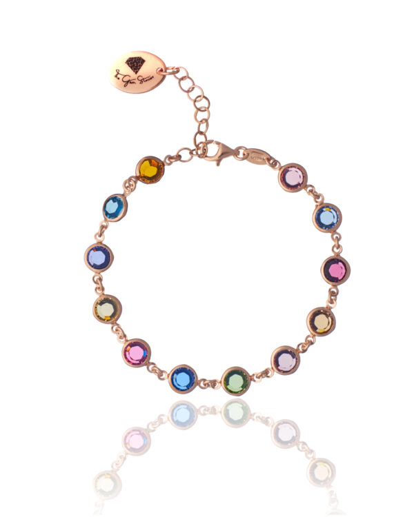 Allover Bracelet with Multicolor Crystals in Rose Gold
