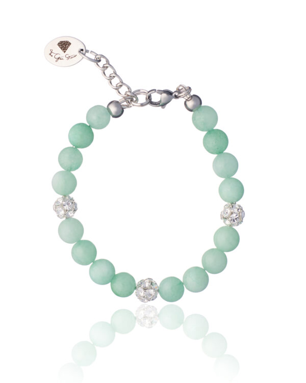 Elegant Mint Jade Bracelet with Sparkling Preciosa Crystal Balls