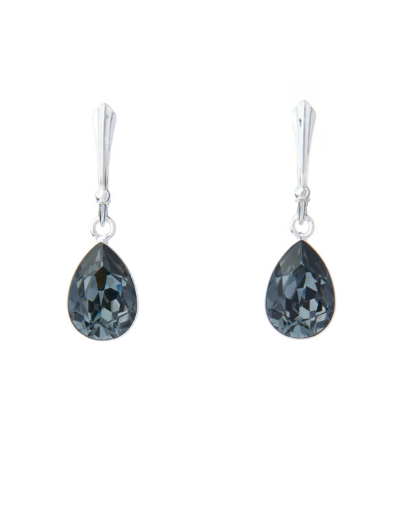 Crystal Silver Night Earrings with pear-shaped stones