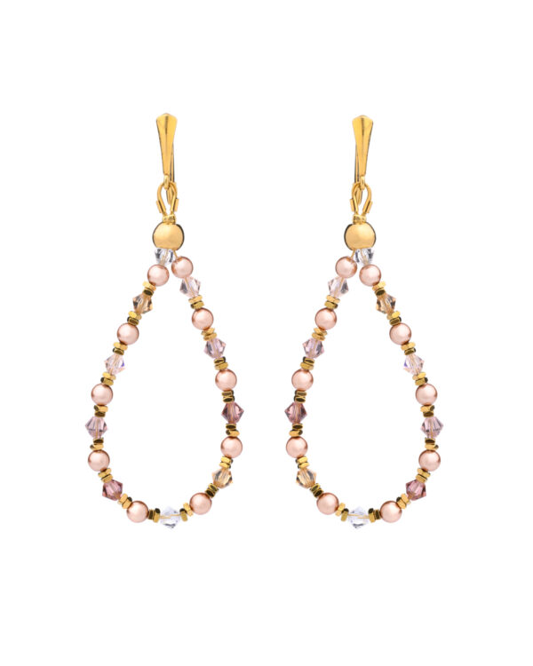 A5c54840 The Gem Stories Crystal And Pearls Long Earrings Rose Tones 2