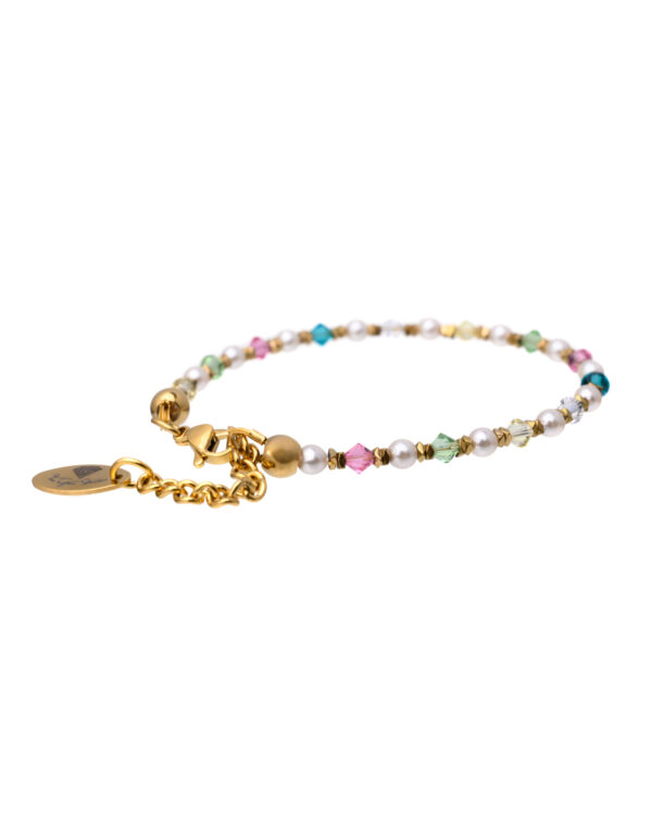 Handcrafted Multicolor Crystal and Pearls Bracelet for Women