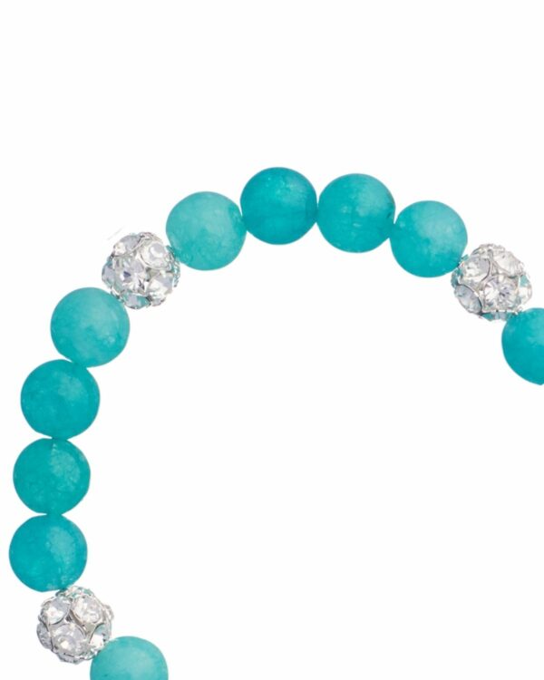 Turquoise Jade Bracelet - Sparkling Crystal Rhodium Jewelry