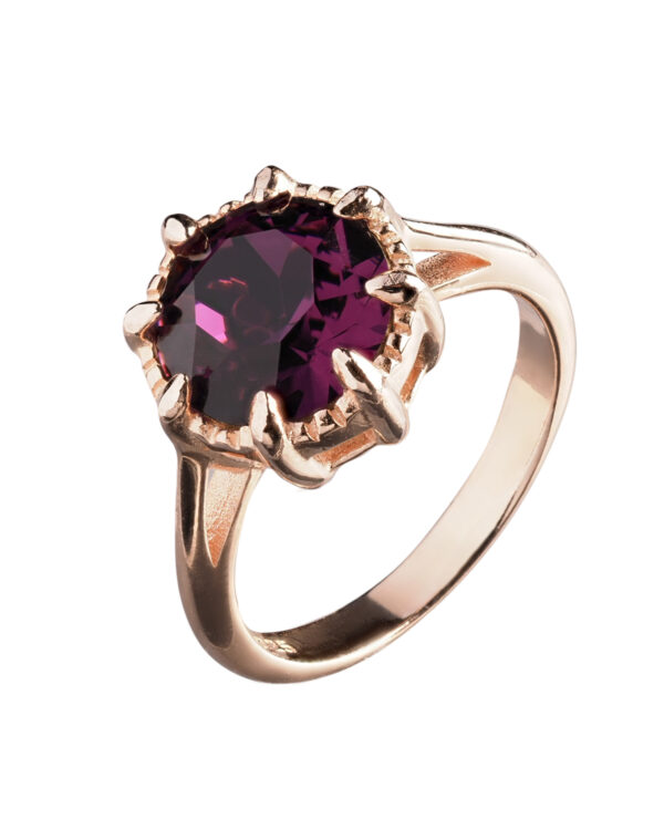 Amethyst Chaton Ring - Rose Gold Plated