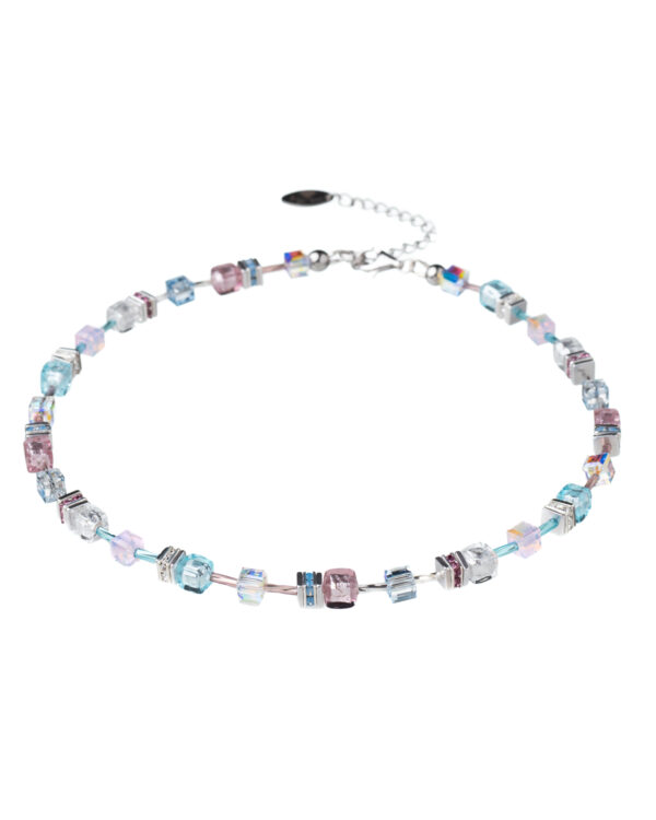 Crystal necklace featuring multicolored Murano glass beads