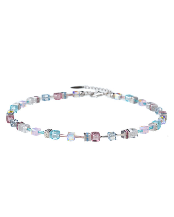 Murano crystal necklace with multicolored square beads