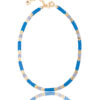 Cyan blue arrow-shaped hematite pendant on a chain necklace