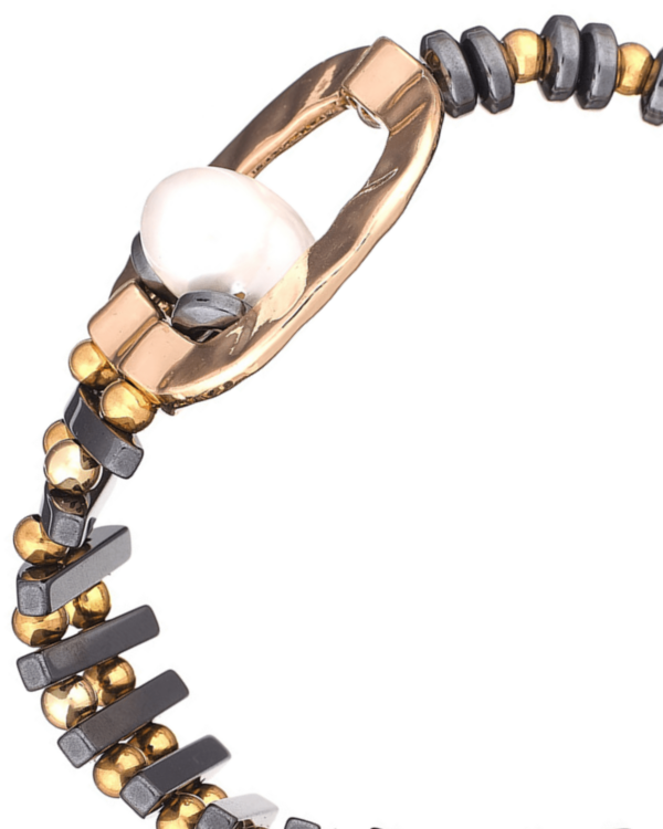 Hematite Bracelet with Pearl - Elegant Jewelry