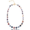 Mookaite Jasper necklace with multicolored beads and gold accents