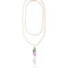 Double chain necklace with a colorful tourmaline pendant