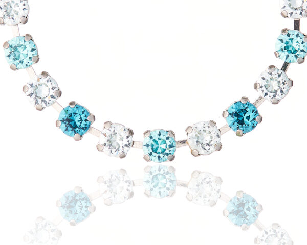 Rhodium Cupchain Bracelet with Light Blue Crystals