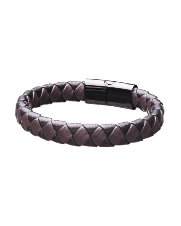 Handmade Bicolor Braid Leather Bracelet in Black and Brown