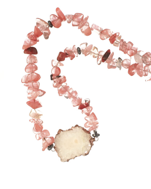 Tourmaline Chip Necklace with Agate Stones