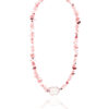 Tourmaline chip necklace with agate centerpiece on a white background