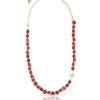 Stylish Coral Necklace with Square Beads and Gold Highlights
