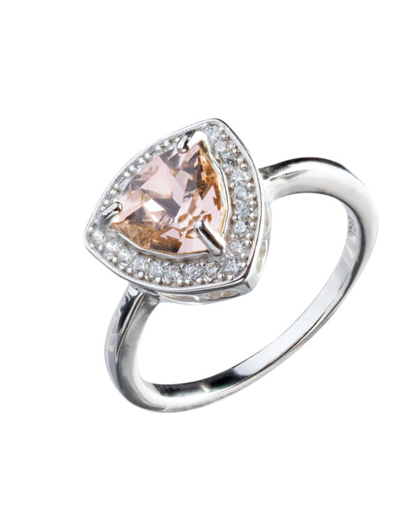 Vintage Rose Trilliant Ring with Rhodium Plating