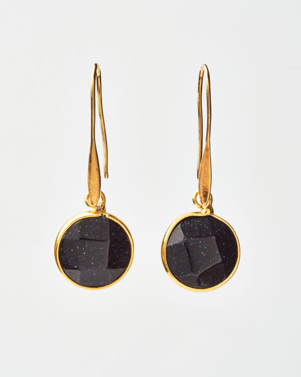 Bluesand Round Earrings with Gold Frame