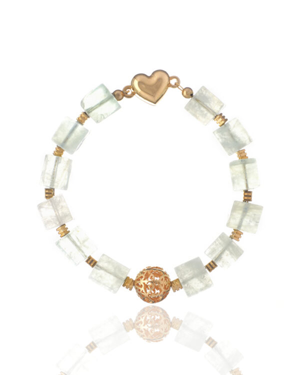 Aquamarine Cubes Bracelet - Handcrafted Jewelry