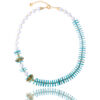 Turquoise rondelle and white lava bead necklace with gold accents
