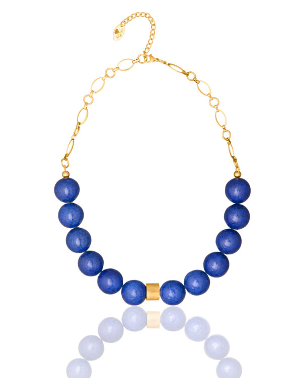 Dynamic Blue Agate Necklace with Silver Clasp