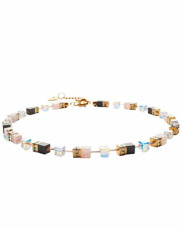 Delicate Aurore coated Roze Quartz gemstone necklace