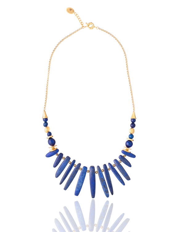 Lapis Lazuli Sticks Necklace with Gold Accents