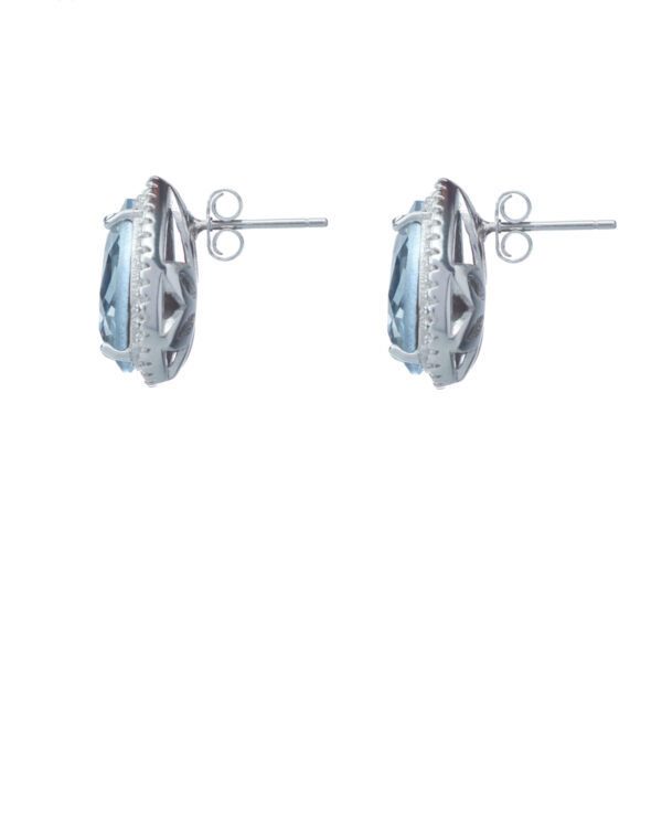 Elegant Crystal Blue Shade Silver Pear Earrings