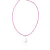 Pink Jade Necklace with Delicate Gold Chain
