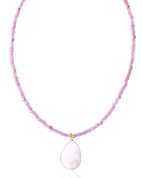 Elegant Pink Jade Necklace with Gold Clasp