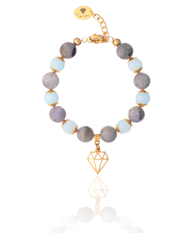 Elegant candlestick and jade bracelet with diamond accent