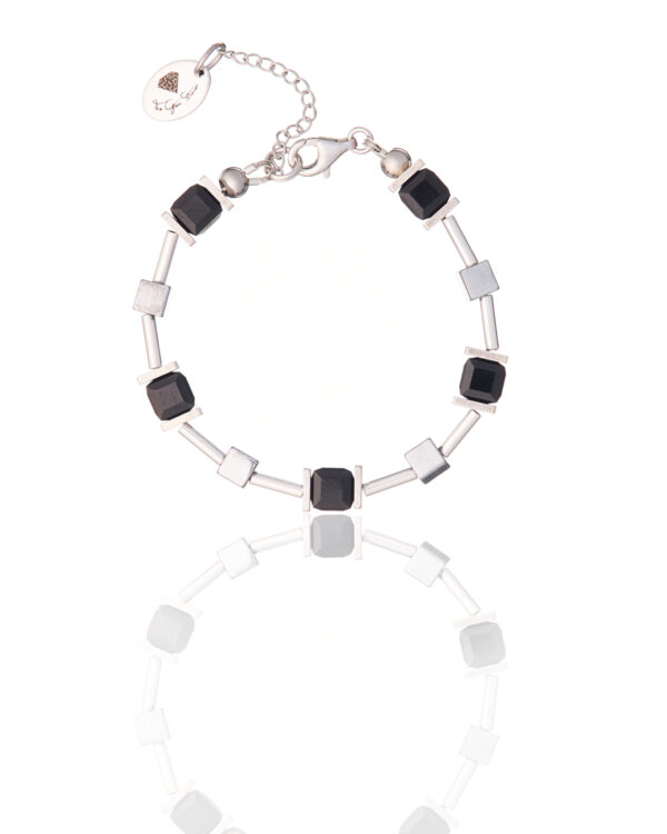 Jet and Hematite Bracelet - Elegant Stone Jewelry