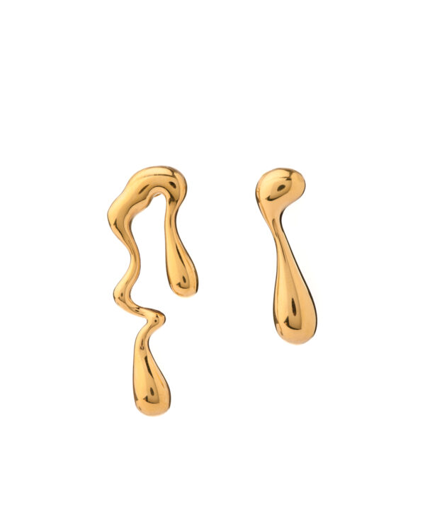 Stainless Steel Geometric Trend Stud Earrings in Golden Finish