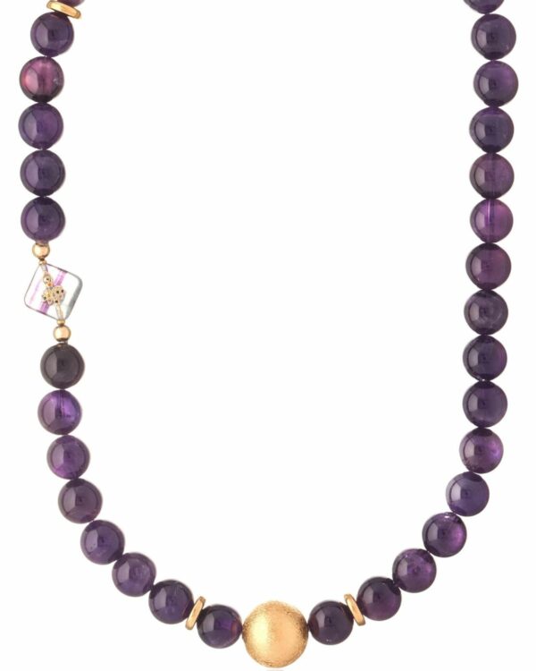 Beautiful Amethyst Necklace with Gold Accents