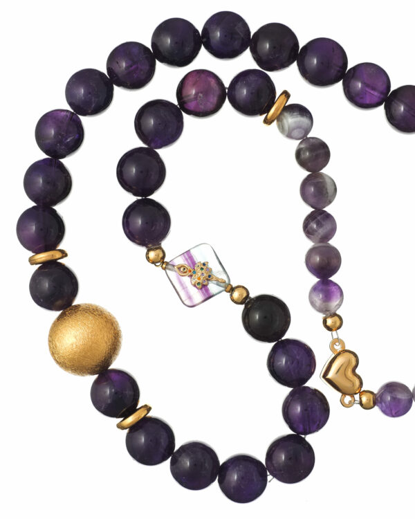 Stylish Amethyst Necklace with Gold Highlights