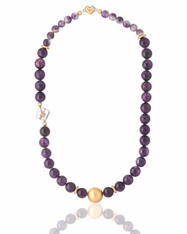 Elegant Amethyst Necklace with Gold Elements