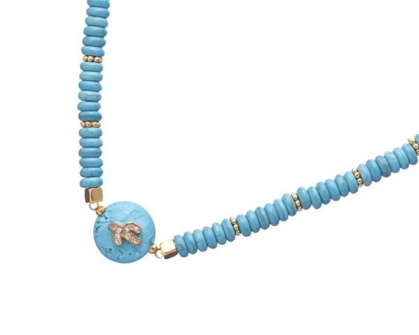 Turquoise Rondelle Necklace With Cactus Element in stylish design