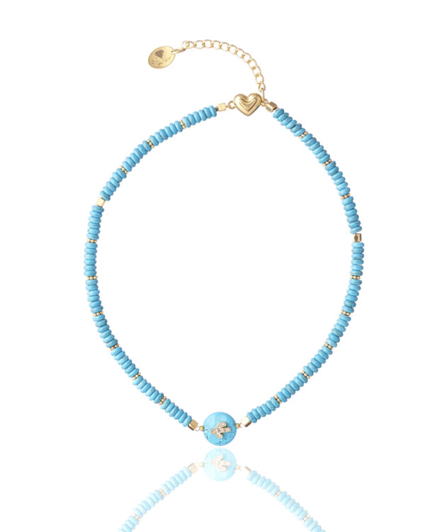 Chic Turquoise Rondelle Necklace With Cactus Element