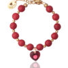 Red Howlite Bracelet with Crystal Heart - Handcrafted gemstone jewelry.