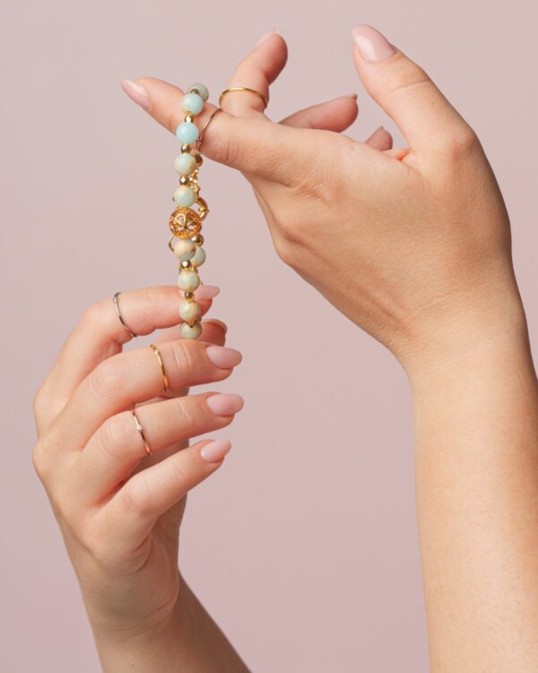 Jasper Bracelet with filigree element featuring intricate design and natural jasper stones